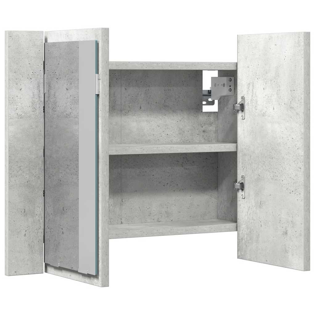 LED-Bad-Spiegelschrank Betongrau 60x12x45 cm Acryl