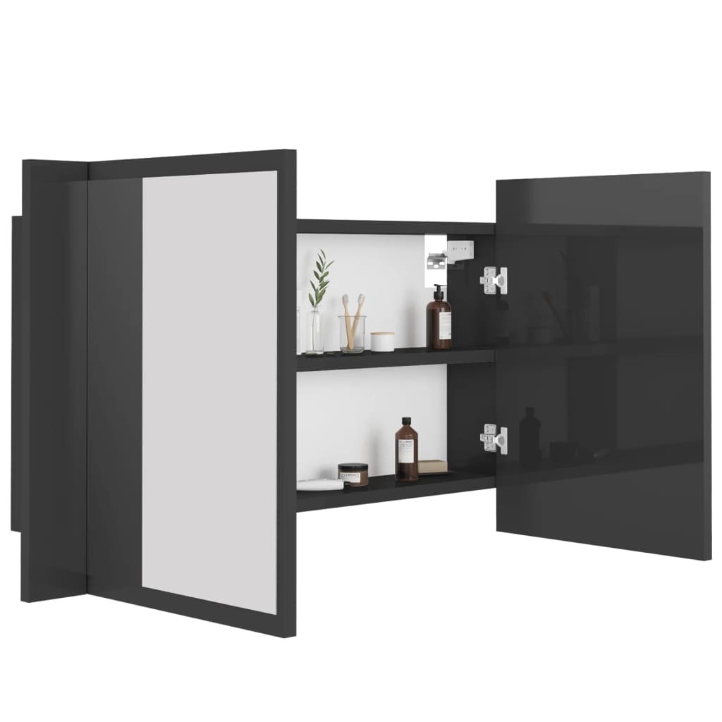 LED-Bad-Spiegelschrank Hochglanz-Grau 80x12x45 cm Acryl