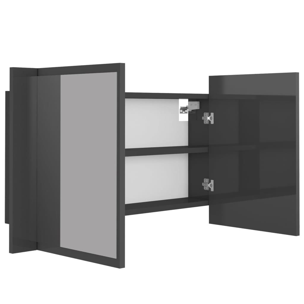 LED-Bad-Spiegelschrank Hochglanz-Grau 80x12x45 cm Acryl