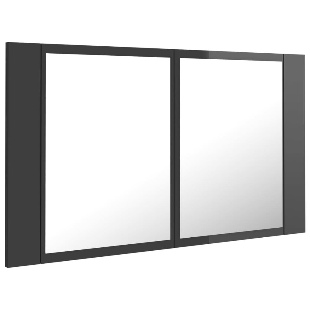 LED-Bad-Spiegelschrank Hochglanz-Grau 80x12x45 cm Acryl