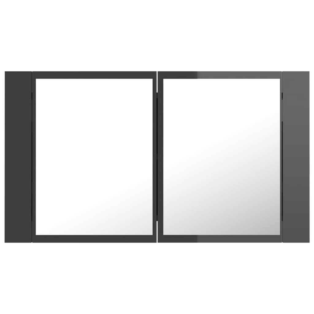 LED-Bad-Spiegelschrank Hochglanz-Grau 80x12x45 cm Acryl