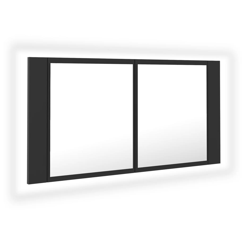 LED-Bad-Spiegelschrank Grau 90x12x45 cm Acryl