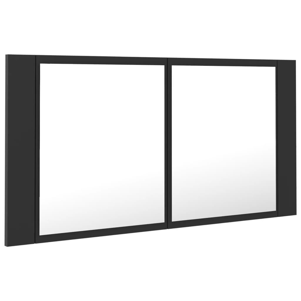 LED-Bad-Spiegelschrank Grau 90x12x45 cm Acryl