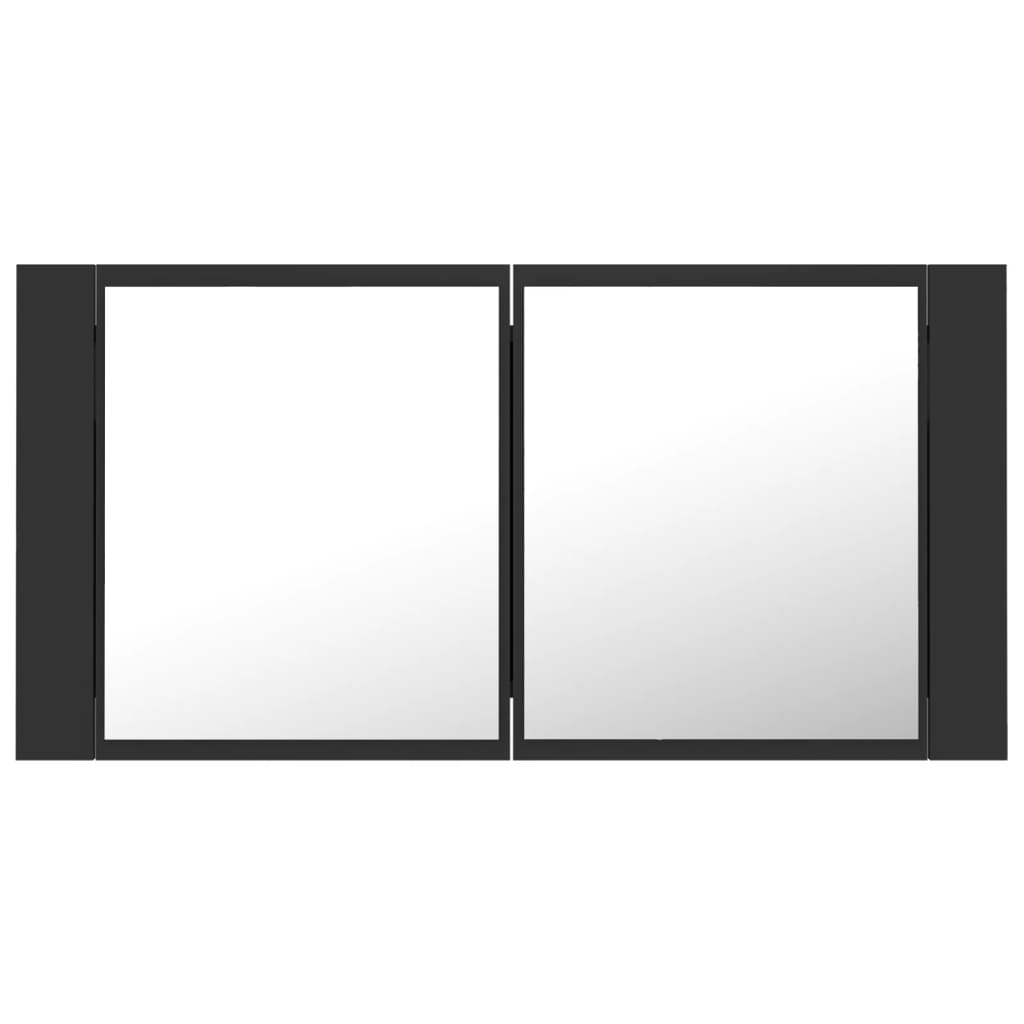 LED-Bad-Spiegelschrank Grau 90x12x45 cm Acryl