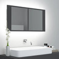 LED-Bad-Spiegelschrank Grau 90x12x45 cm Acryl
