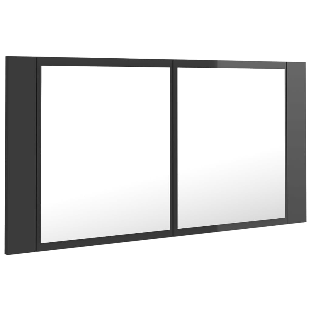 LED-Bad-Spiegelschrank Hochglanz-Grau 90x12x45 cm Acryl