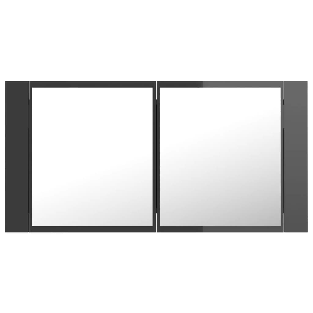 LED-Bad-Spiegelschrank Hochglanz-Grau 90x12x45 cm Acryl