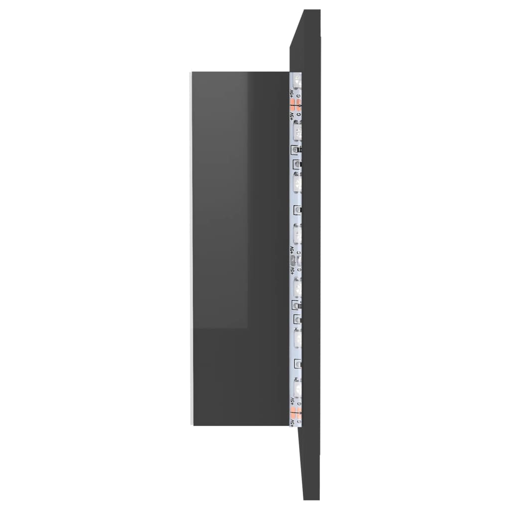 LED-Bad-Spiegelschrank Hochglanz-Grau 90x12x45 cm Acryl
