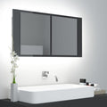 LED-Bad-Spiegelschrank Hochglanz-Grau 90x12x45 cm Acryl