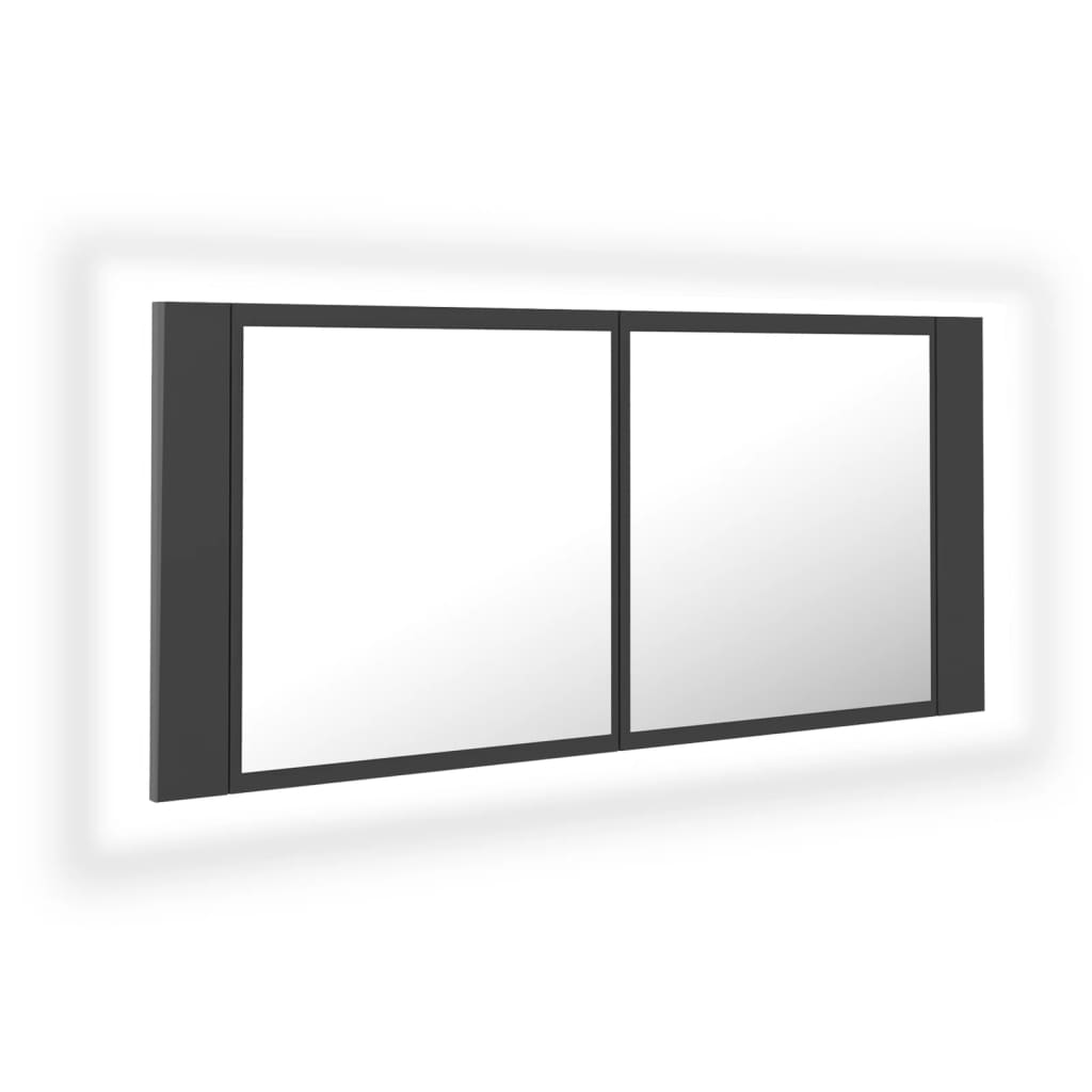 LED-Bad-Spiegelschrank Grau 100x12x45 cm Acryl