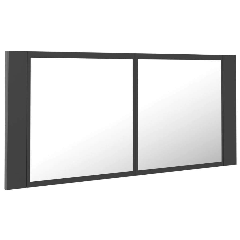 LED-Bad-Spiegelschrank Grau 100x12x45 cm Acryl