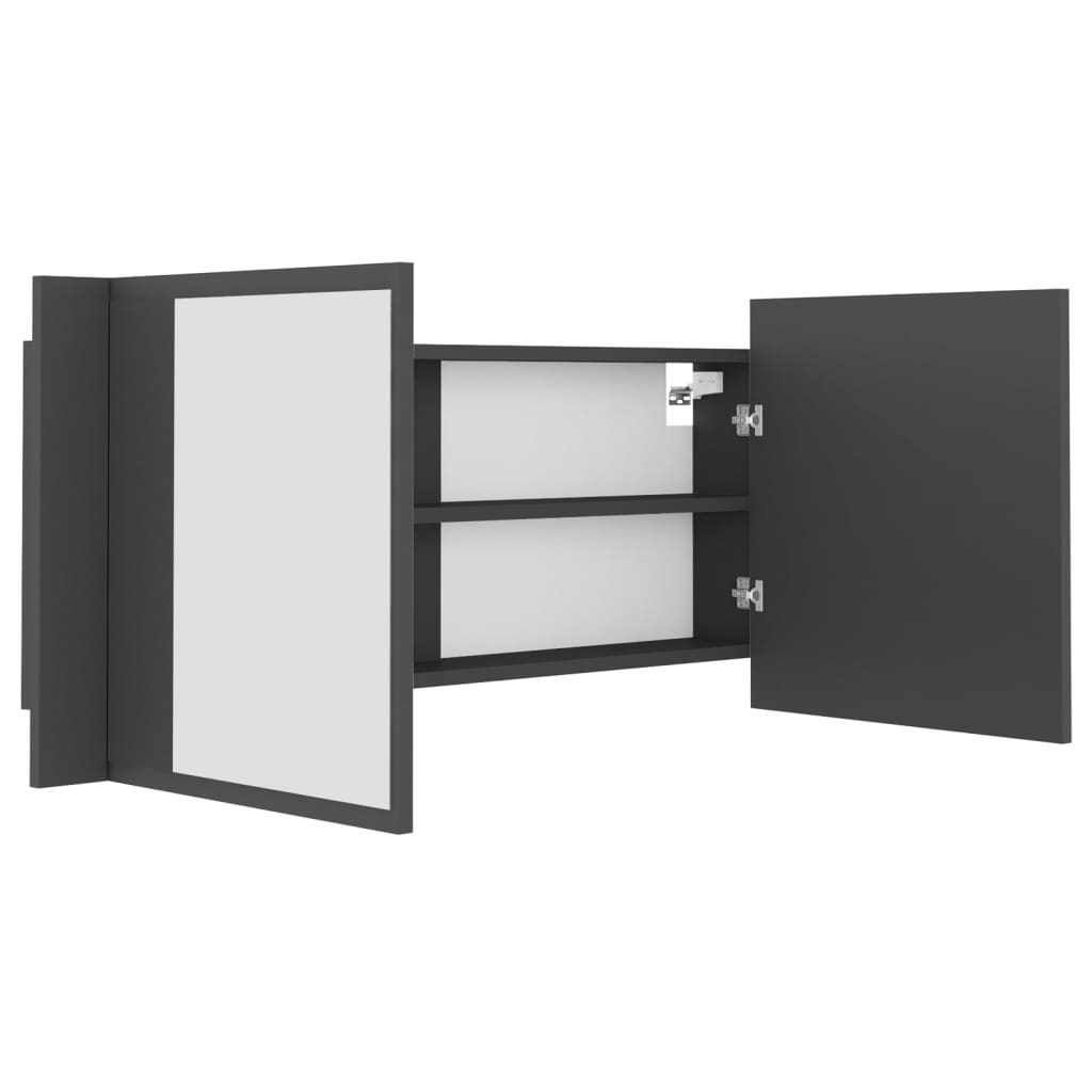 LED-Bad-Spiegelschrank Grau 100x12x45 cm Acryl