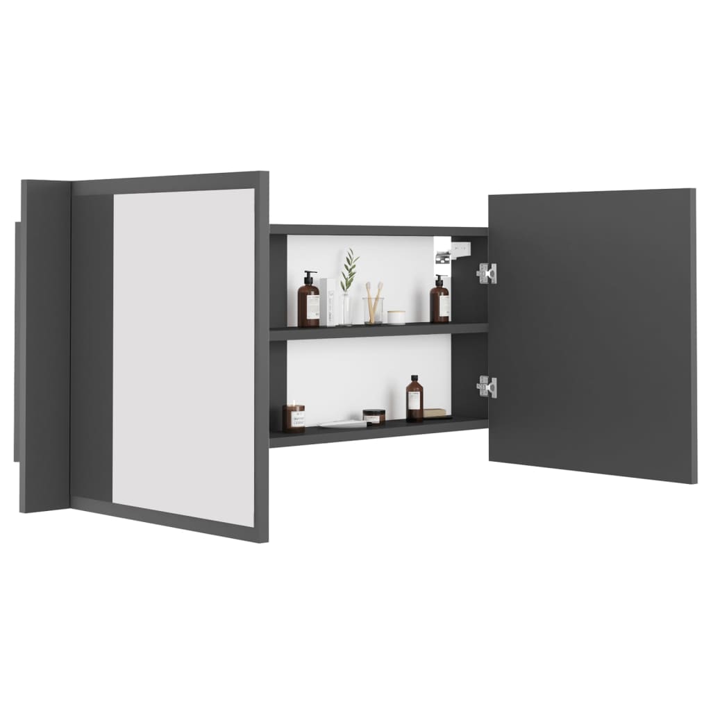 LED-Bad-Spiegelschrank Grau 100x12x45 cm Acryl