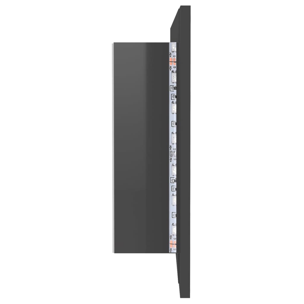 LED-Bad-Spiegelschrank Hochglanz-Grau 100x12x45 cm Acryl