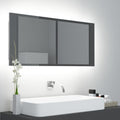 LED-Bad-Spiegelschrank Hochglanz-Grau 100x12x45 cm Acryl