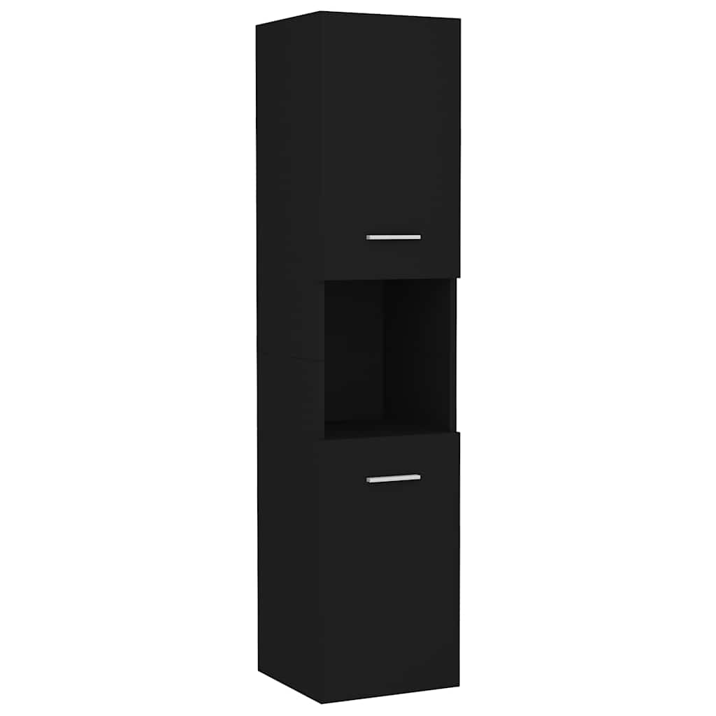 Badezimmerschrank Schwarz 30x30x130 cm Holzwerkstoff