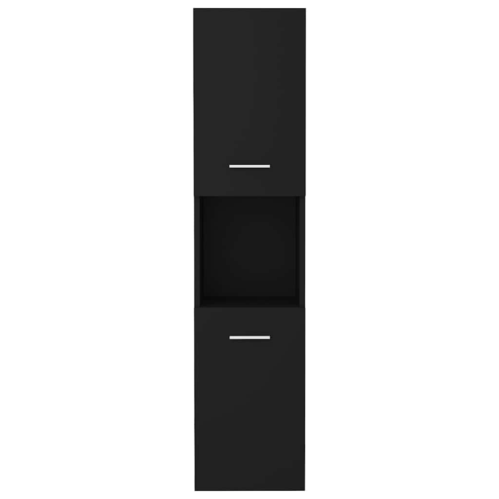 Badezimmerschrank Schwarz 30x30x130 cm Holzwerkstoff