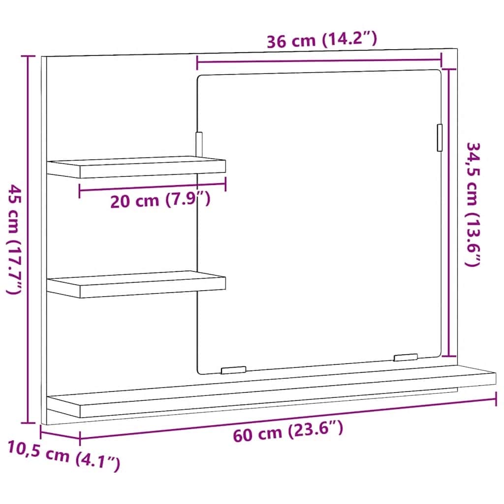 Badspiegel Schwarz 60x10,5x45 cm Holzwerkstoff