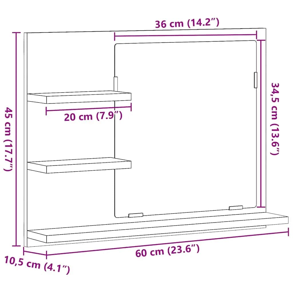 Badspiegel Sonoma-Eiche 60x10,5x45 cm Holzwerkstoff