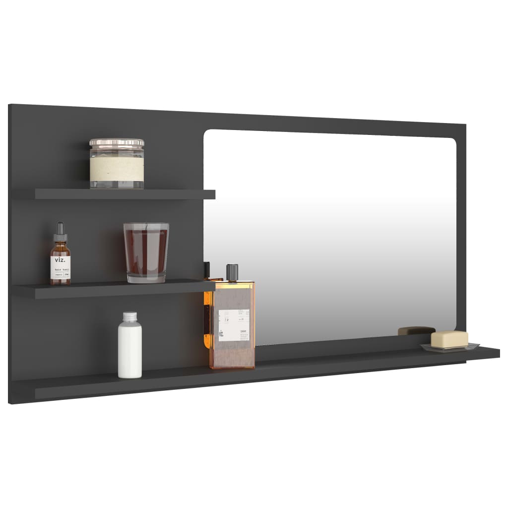 Badspiegel Grau 90x10,5x45 cm Holzwerkstoff