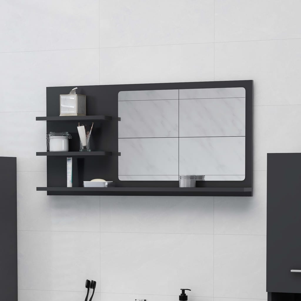 Badspiegel Grau 90x10,5x45 cm Holzwerkstoff