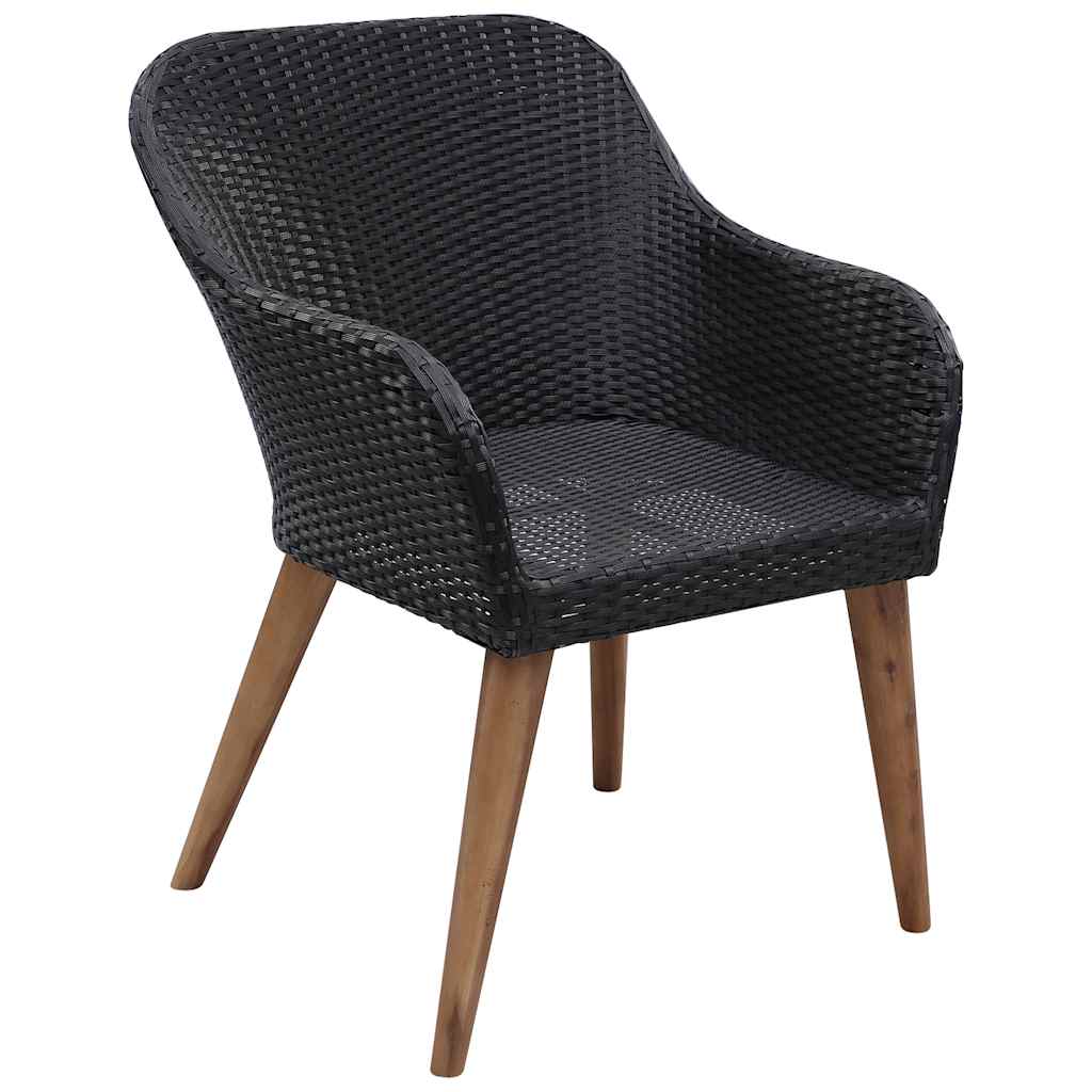 7-tlg. Garten-Essgruppe Poly Rattan Schwarz
