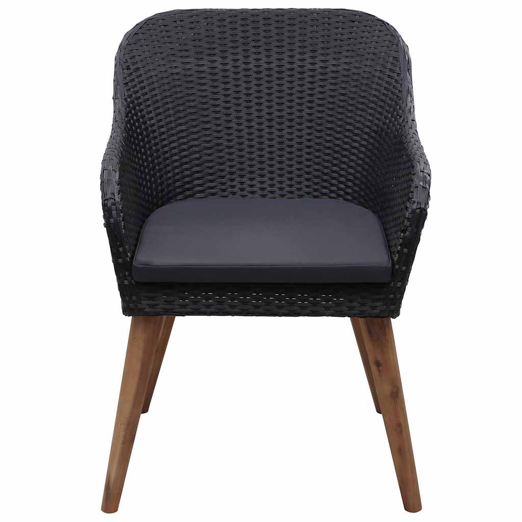 7-tlg. Garten-Essgruppe Poly Rattan Schwarz