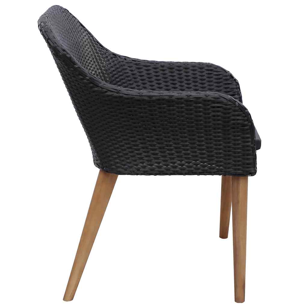 7-tlg. Garten-Essgruppe Poly Rattan Schwarz