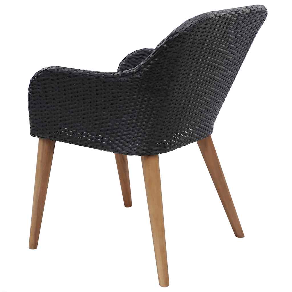 7-tlg. Garten-Essgruppe Poly Rattan Schwarz