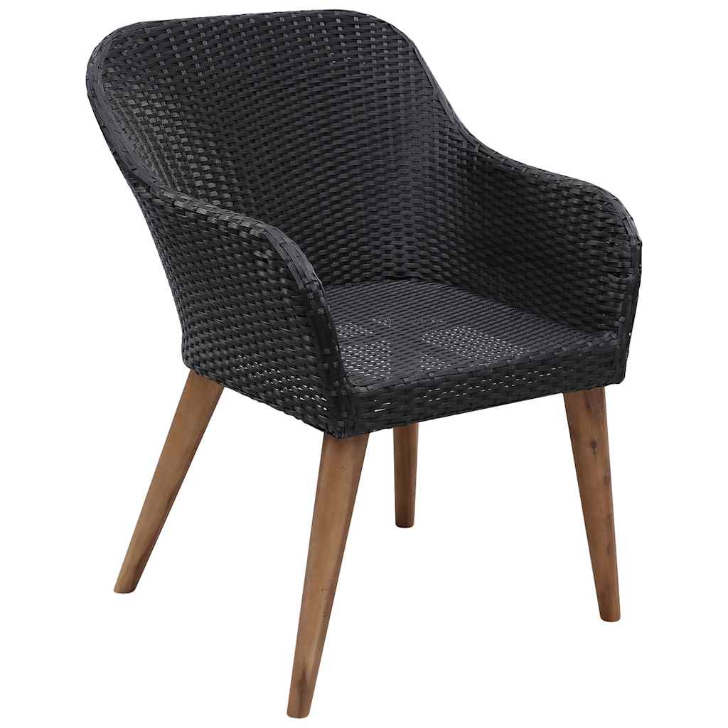 9-tlg. Garten-Essgruppe Poly Rattan Schwarz