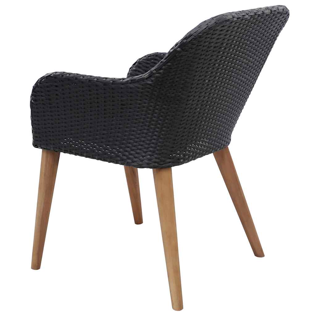 9-tlg. Garten-Essgruppe Poly Rattan Schwarz