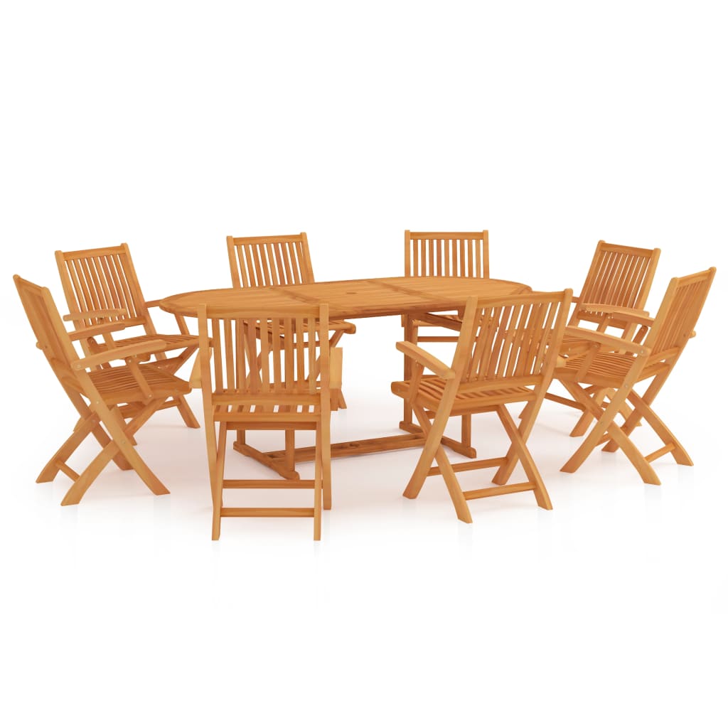 9-tlg. Garten-Essgruppe Massivholz Teak