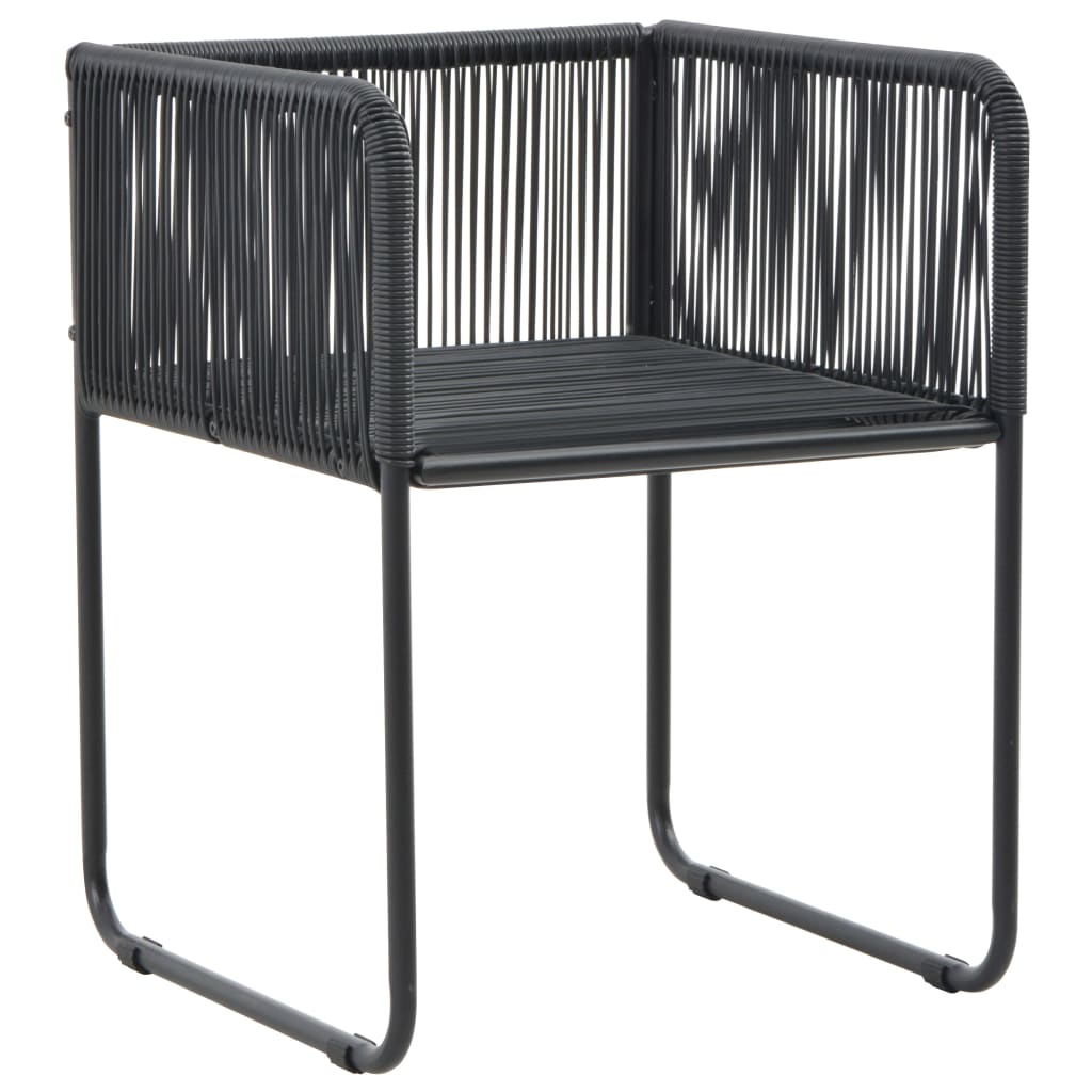 3-tlg. Garten-Essgruppe PVC Rattan Schwarz
