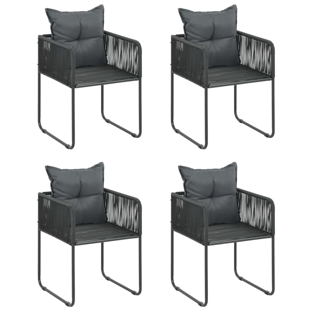 5-tlg. Garten-Essgruppe PVC Rattan Schwarz und Braun