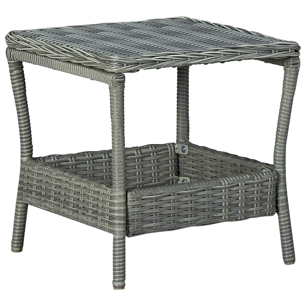 2-tlg. Garten-Lounge-Set mit Auflagen Poly Rattan Hellgrau