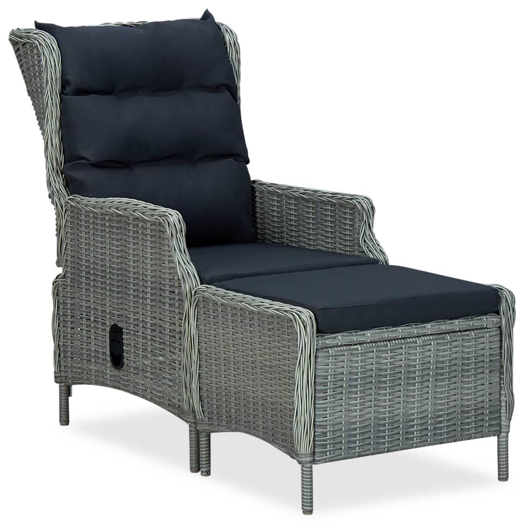 2-tlg. Garten-Lounge-Set mit Auflagen Poly Rattan Hellgrau
