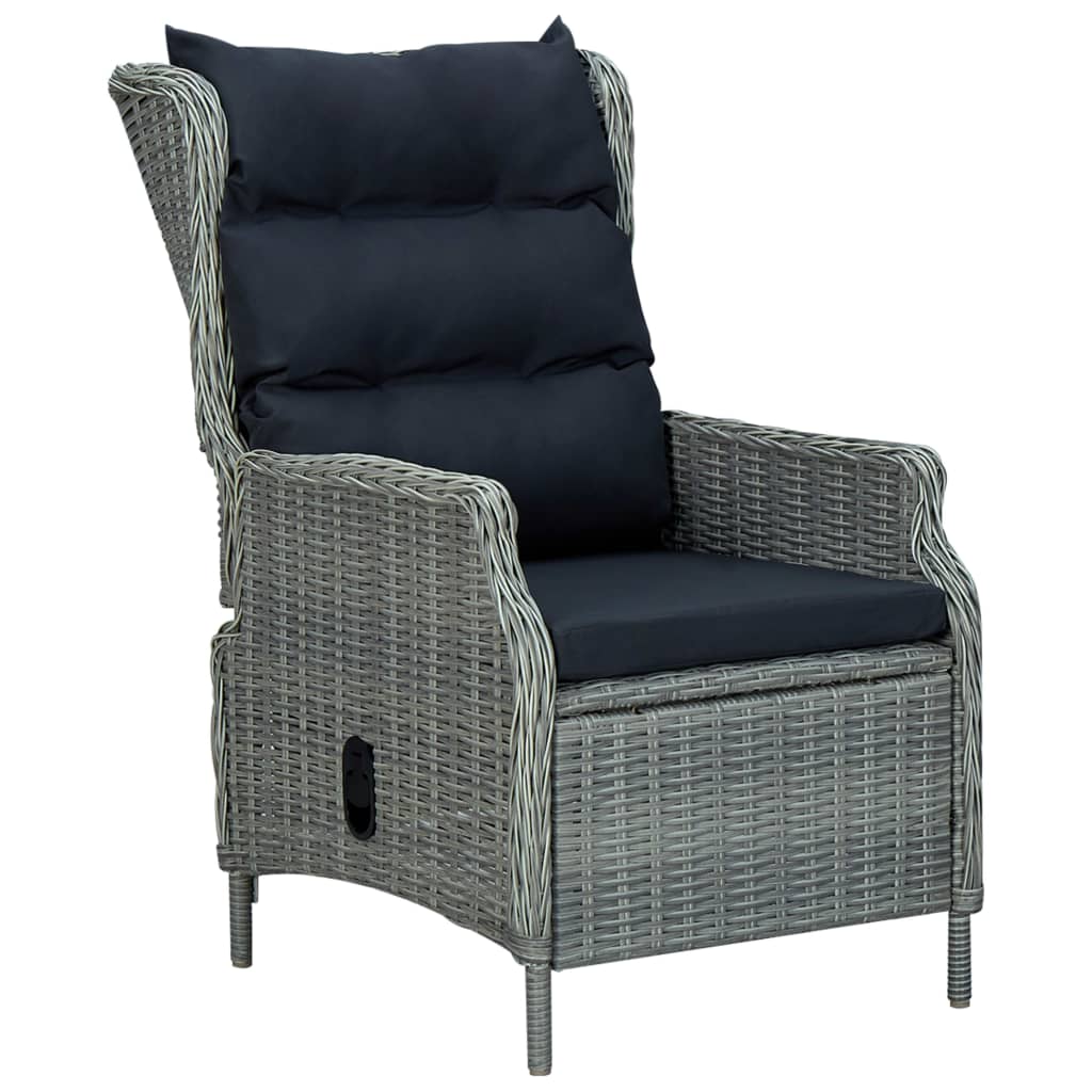 2-tlg. Garten-Lounge-Set mit Auflagen Poly Rattan Hellgrau