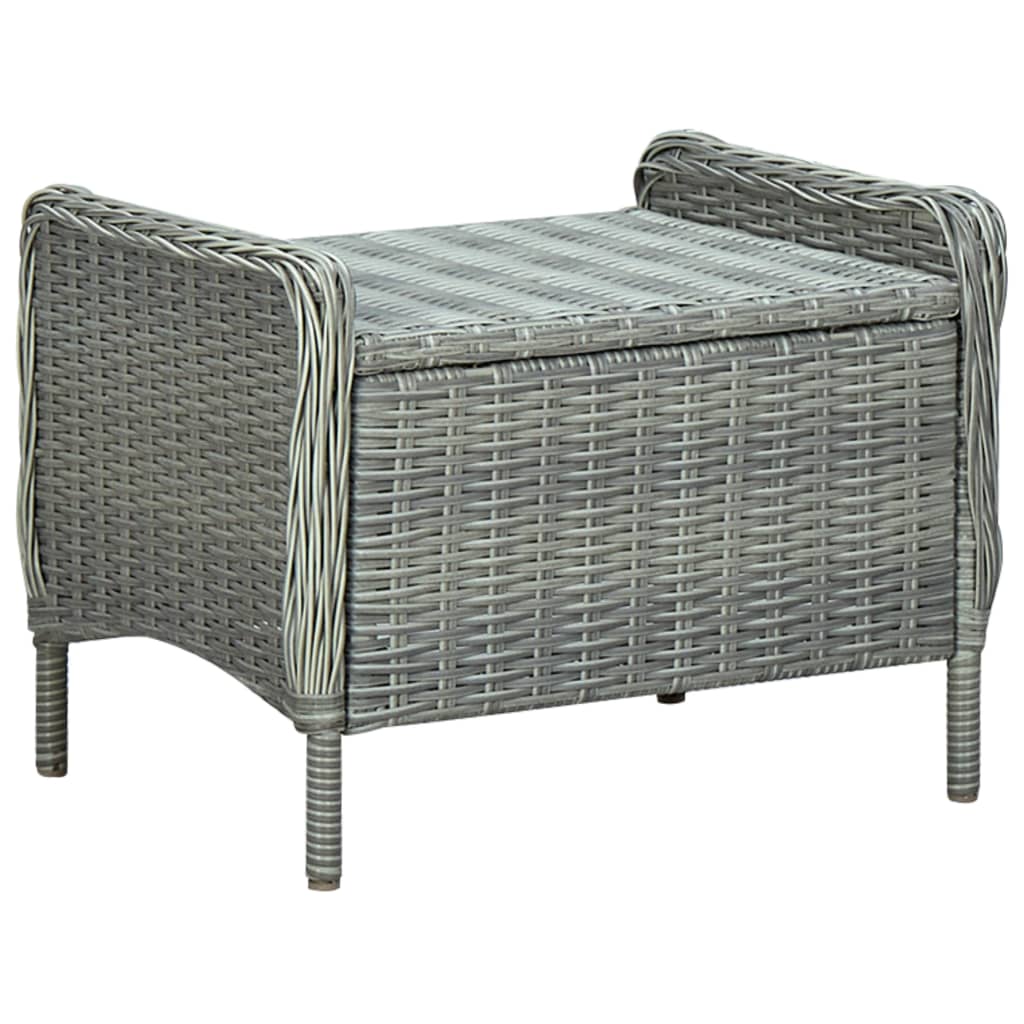 2-tlg. Garten-Lounge-Set mit Auflagen Poly Rattan Hellgrau