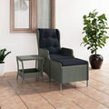 2-tlg. Garten-Lounge-Set mit Auflagen Poly Rattan Hellgrau