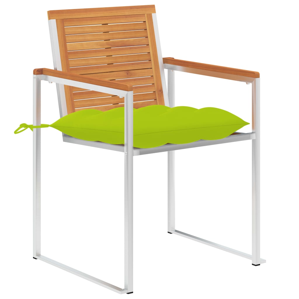 Gartenstühle mit Kissen 2 Stk. Massivholz Akazie und Stahl