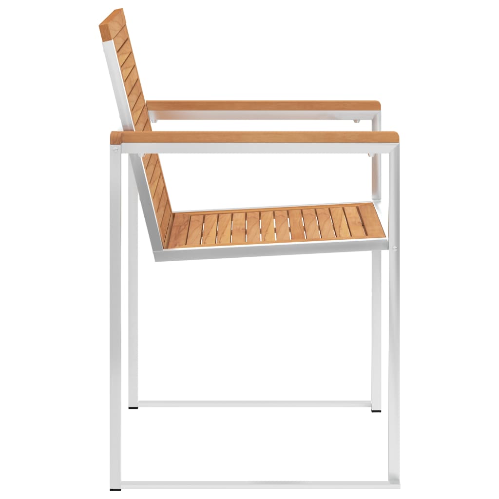 Gartenstühle mit Kissen 2 Stk. Massivholz Teak und Stahl