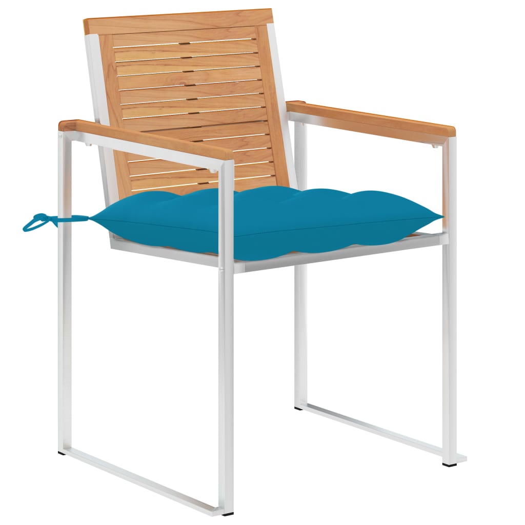 Gartenstühle mit Kissen 2 Stk. Massivholz Teak und Stahl
