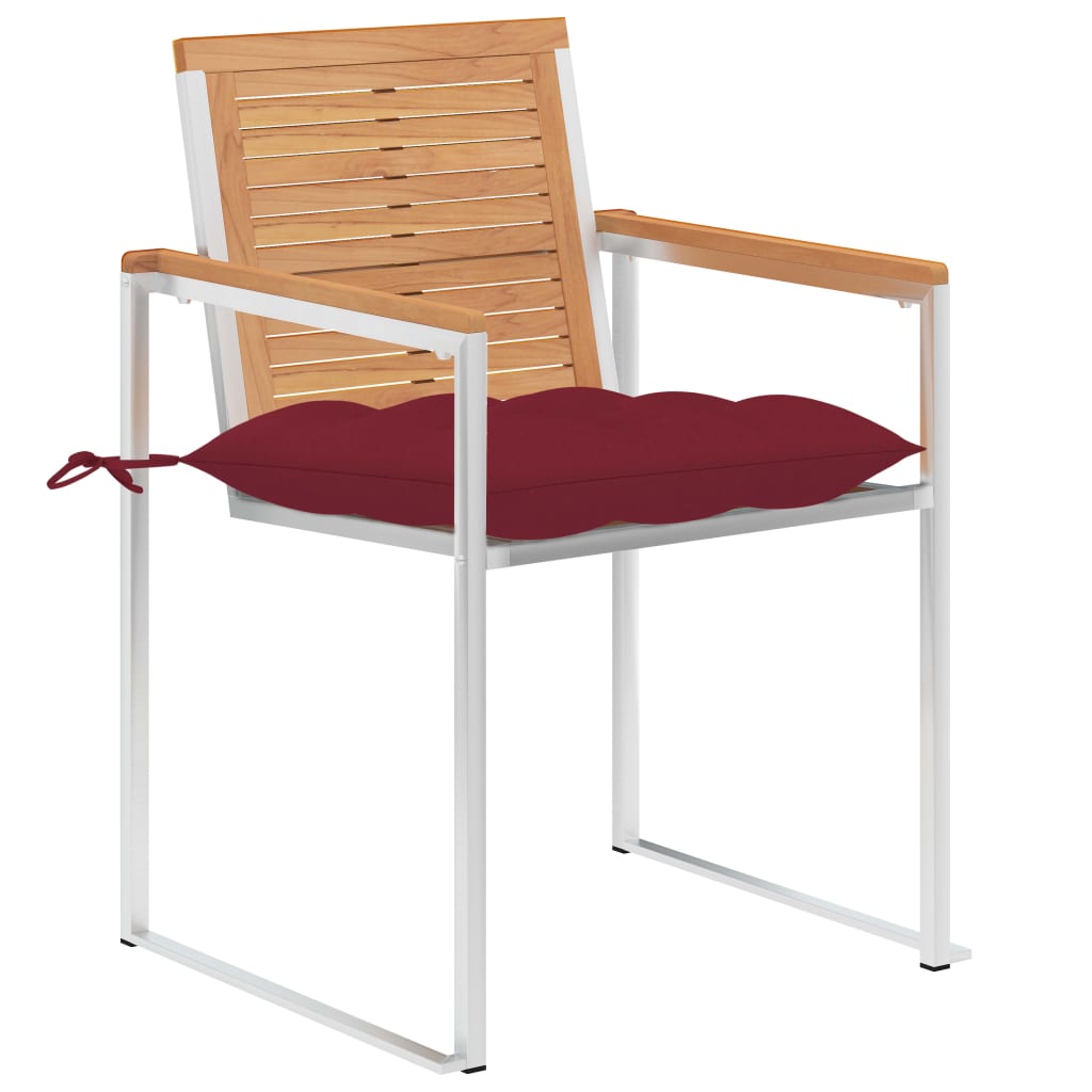 Gartenstühle mit Kissen 2 Stk. Massivholz Teak und Stahl
