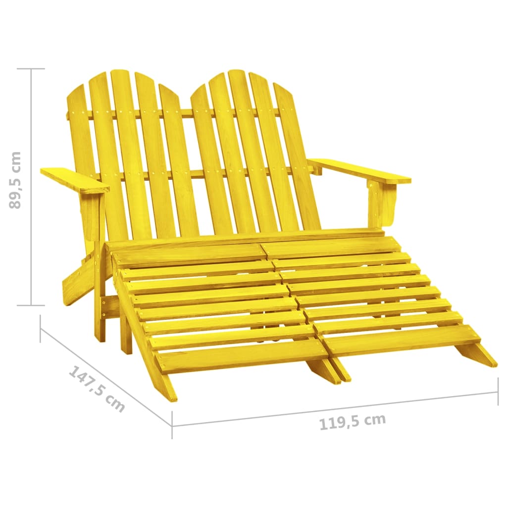 Adirondack-Gartenbank 2-Sitzer mit Fußteil Tannenholz Gelb