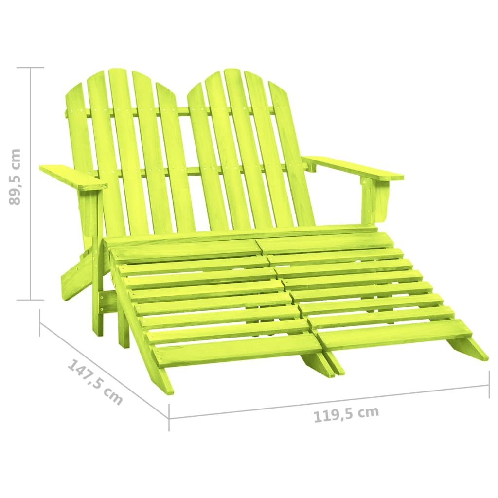 Adirondack-Gartenbank 2-Sitzer mit Fußteil Tannenholz Grün