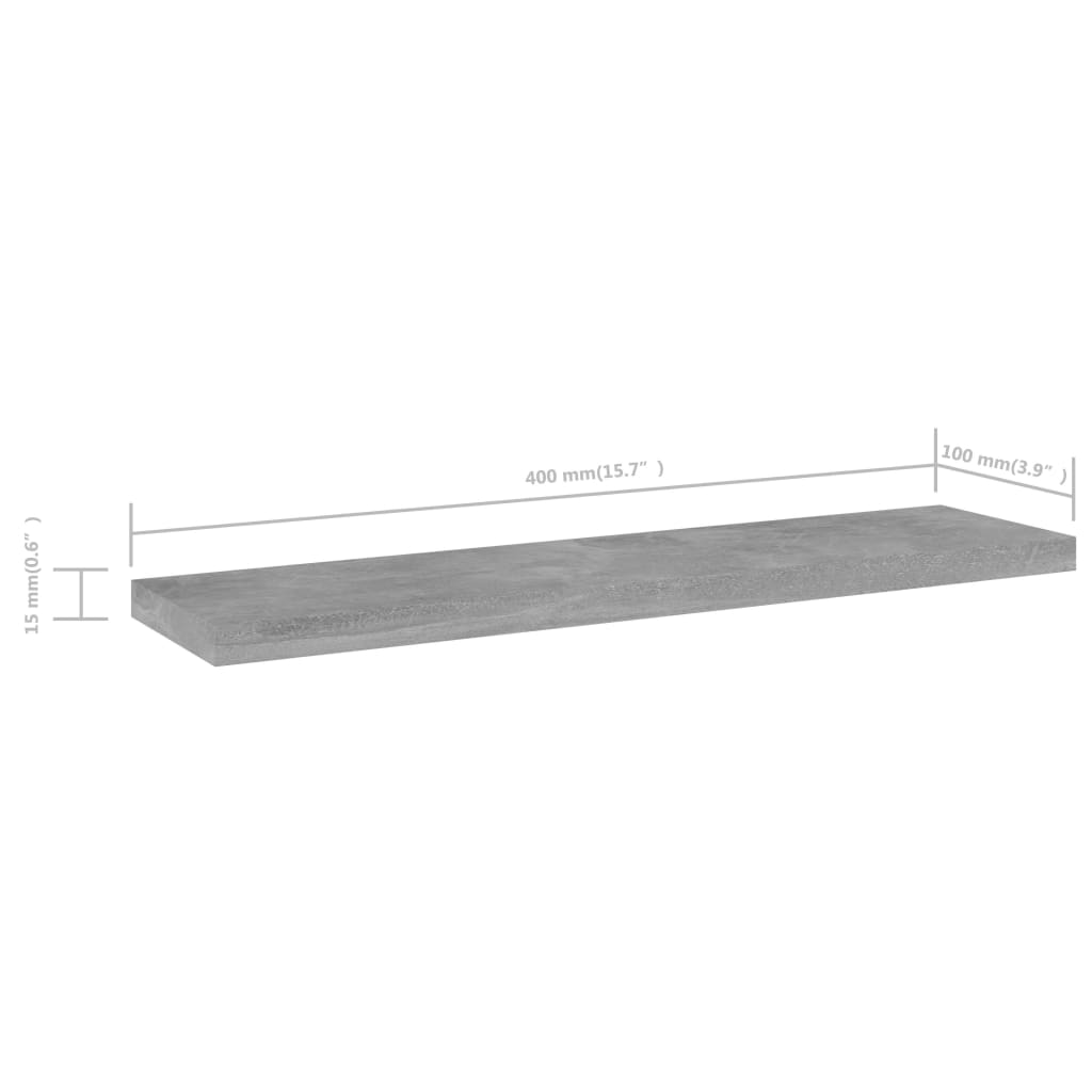 Bücherregal-Bretter 8 Stk. Betongrau 40x10x1,5 cm Holzwerkstoff