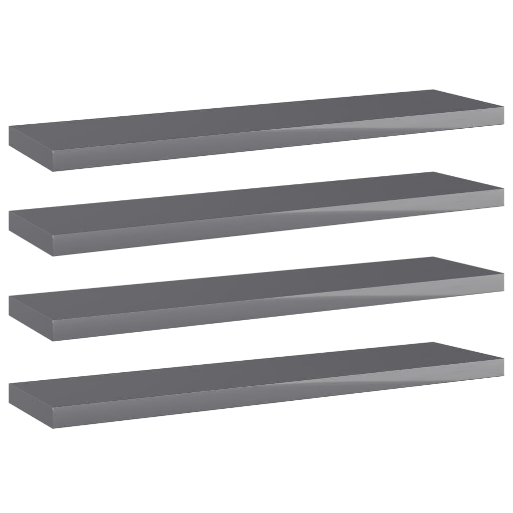 Bücherregal-Bretter 4 Stk. Hochglanz-Grau 40x10x1,5 cm