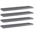 Bücherregal-Bretter 4 Stk. Hochglanz-Grau 40x10x1,5 cm