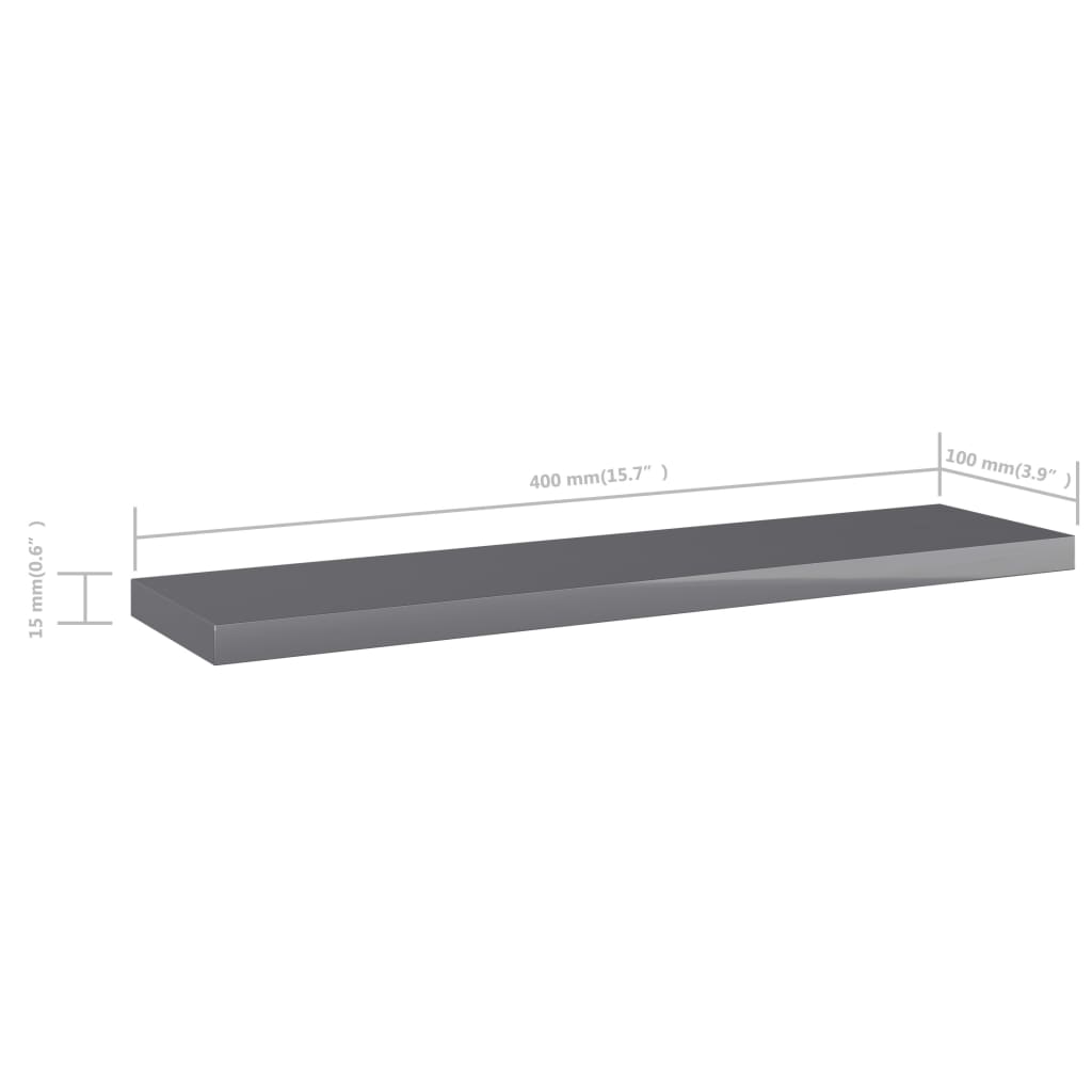 Bücherregal-Bretter 4 Stk. Hochglanz-Grau 40x10x1,5 cm