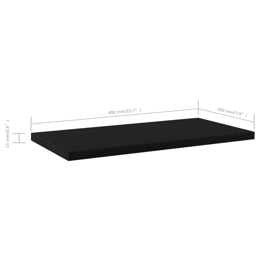 Bücherregal-Bretter 4 Stk. Schwarz 40x20x1,5 cm Holzwerkstoff